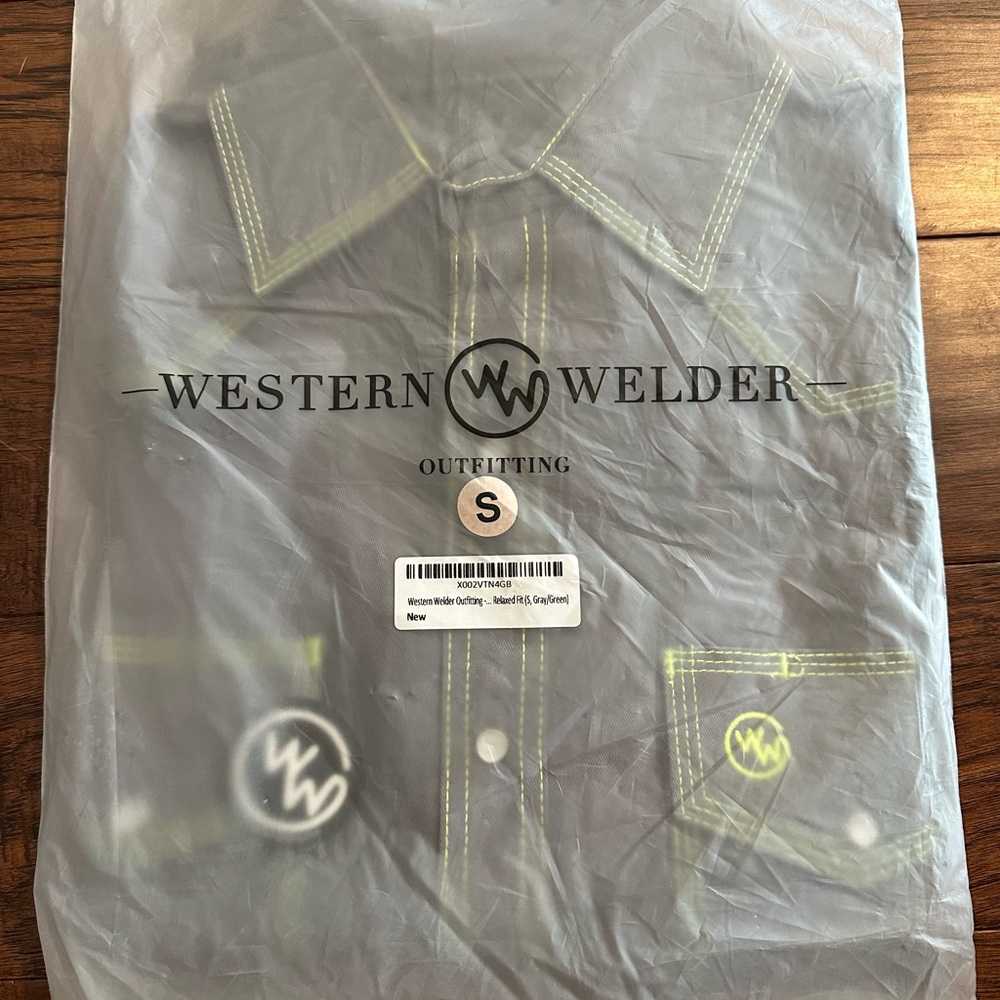 WESTERN WELDER- OUTFITTING elaxed Fit size￼(S, Gray/Green) New Shirt ￼